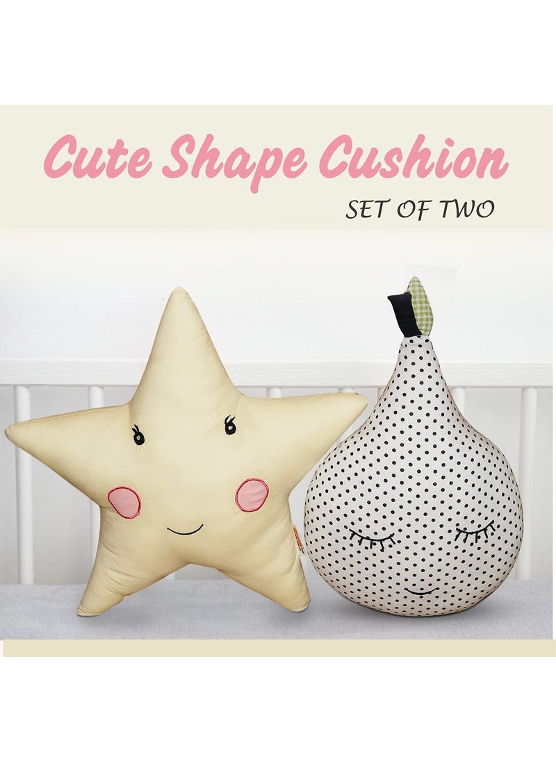 Oscar Home Star and Pear Shape Cushion for Kids Room and Nursery Living Room Bedroom Luxury Furnishing Soft Toy Combo of 2