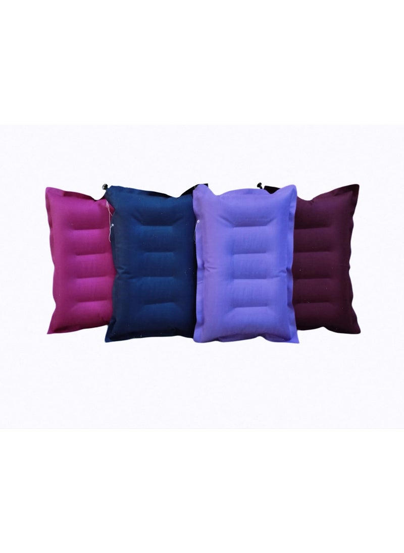RAV Pack of 4 Cotton Fabric Travelling Pillow Cushion Sleeping Bag Backpacking Pillow Soft Comfortable Air Inflatable Travel Pillow Tourist Pillow Cotton Air Pillow Color Multi Color
