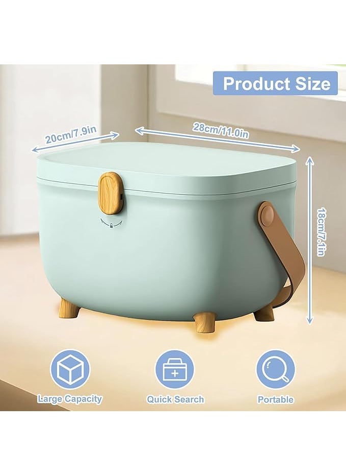 Juflix First Aid Box Medicine Box Stylish Large Capacity 2 Layers Handles Scandinavian Style for Car Emergencies Home Use Storage Box Small Storage Green