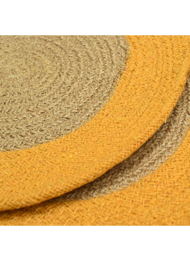 HOMADORN JuteCotton Round Trivet Reversible Table Place Mat for Casserole Plate Pan Tray Bowl Vase Decorative Sculptures Yellow Pack of 6 12 INCHES X 12 INCHES