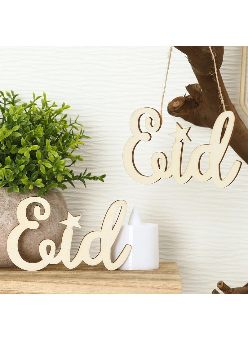 Curious Button Set of 6 Pieces Eid Special Wooden Pendants Islamic Festival Decorations Ramadan and Eid Home Decor Crescent Moon and Star Design Handcrafted Eid Mubarak Gifts