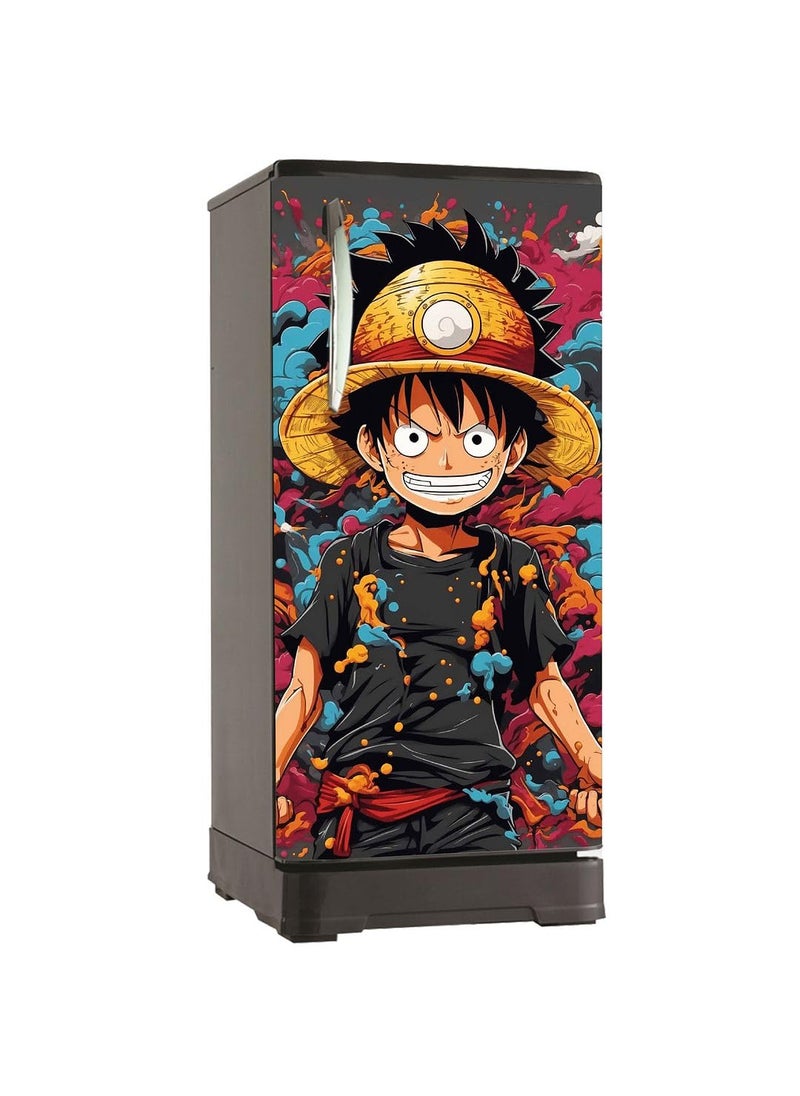 CVANU Luffy Anime Character Design Printed on Fridge Door Vinyl Sticker Wallpaper 472inchX236inch_F235