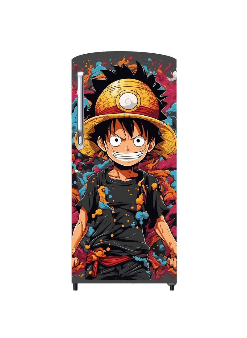 CVANU Luffy Anime Character Design Printed on Fridge Door Vinyl Sticker Wallpaper 472inchX236inch_F235