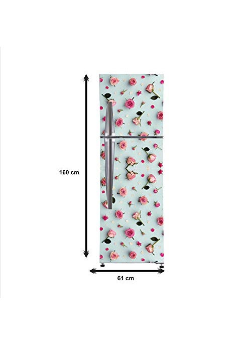 Advait Designs Decorative Flower Sky Blue Beckground Pink Red and Colorful Flowers 3D Extra Large Abstract Wall Fridge StickerPVC VinylMulticolor