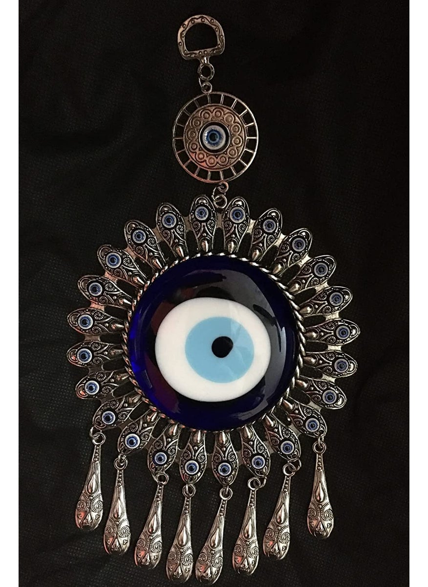 RIPE INDIA Evil Eye Hanging for Home Office Shop Car Big Size Blue Silver