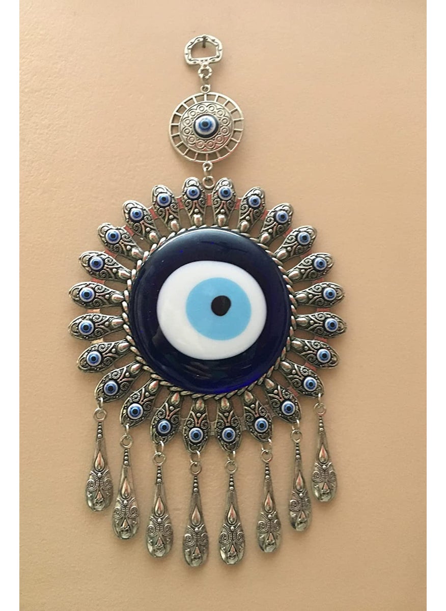 RIPE INDIA Evil Eye Hanging for Home Office Shop Car Big Size Blue Silver