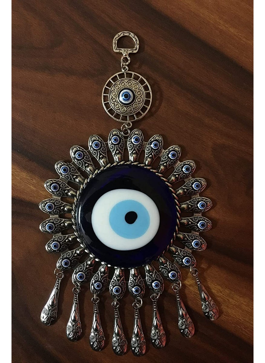 RIPE INDIA Evil Eye Hanging for Home Office Shop Car Big Size Blue Silver