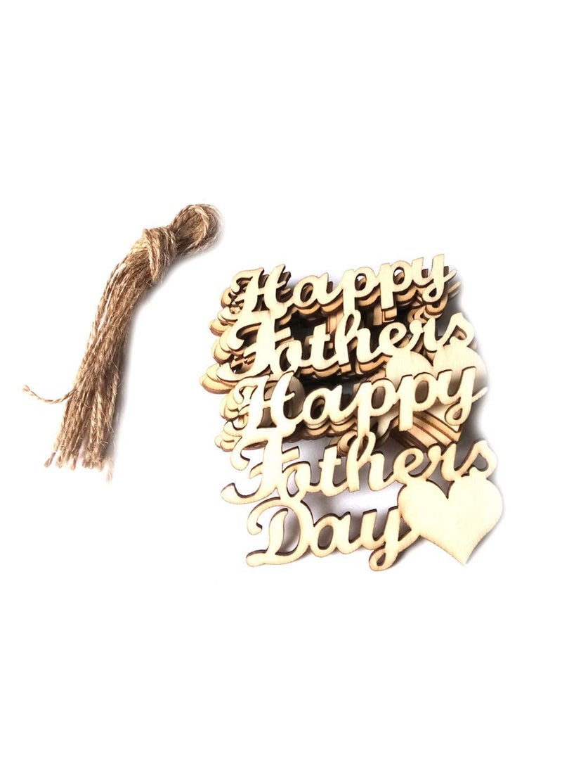 Haoser Fathers Day Wood Shapes DIY Wood Heart Slices Wood Cutout Words Hanging Decorations Wood Gift TagsUnfinished Wood Crafts Pack of 10