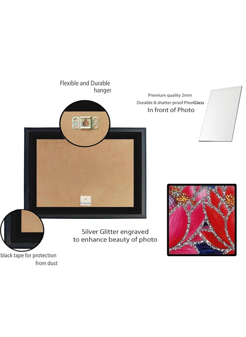 Koshtak nav durga vaishno devi pindi roop ambe on tiger with hanuman bhairavnath ji photo frames for wall hanginggifttemplepuja roomhome decor with Unbreakable acrylic Glass for Worship
