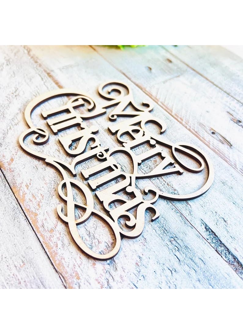 Curious Button Set of 1 Small Merry Christmas Word Cutout Merry Christmas Wood Letter Christmas Wreath dcor Door Hanger Christmas Crafts