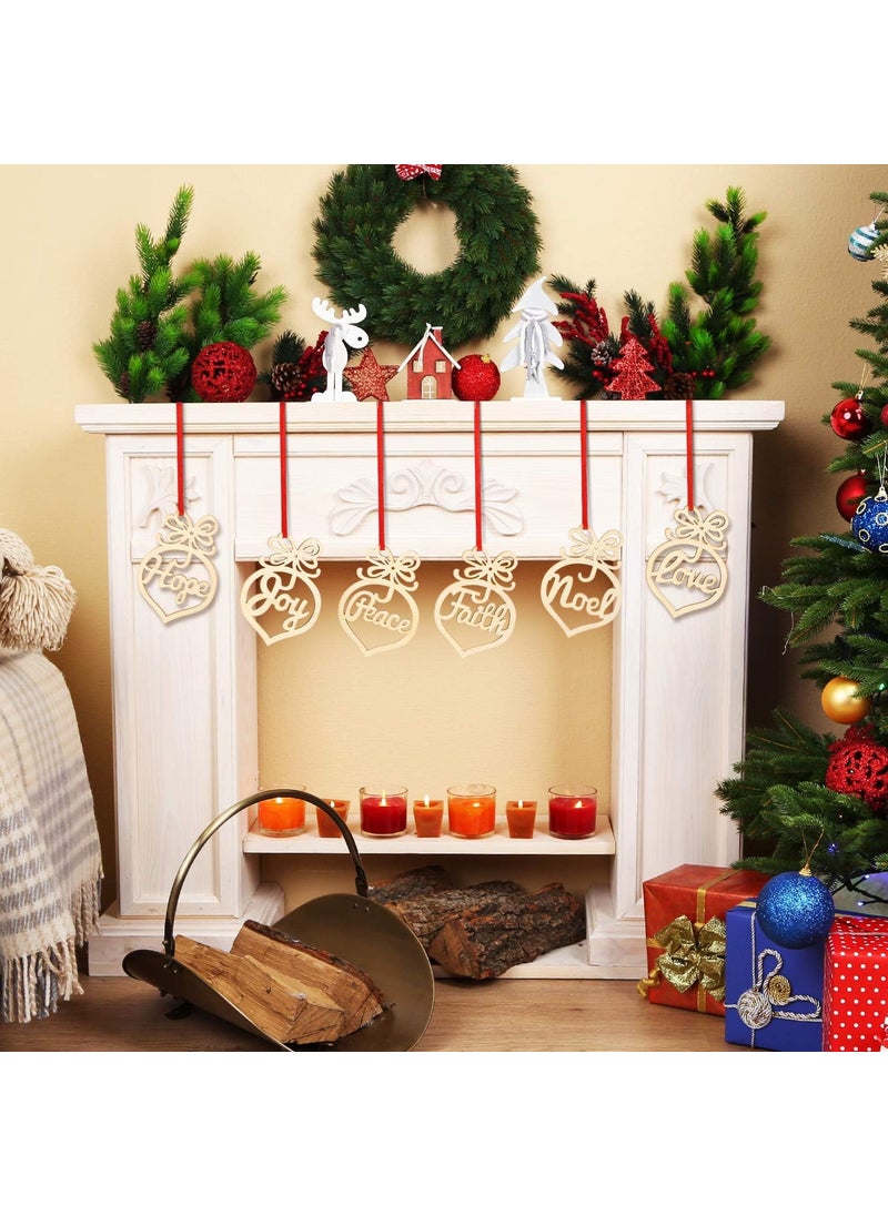 Curious Button Set of 12 pcs Christmas Wooden Hollow Hanging Ornaments Christmas Tree Hanging Tags for Xmas Decorations