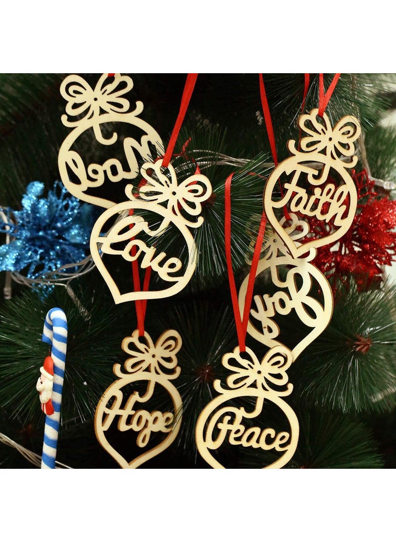 Curious Button Set of 12 pcs Christmas Wooden Hollow Hanging Ornaments Christmas Tree Hanging Tags for Xmas Decorations