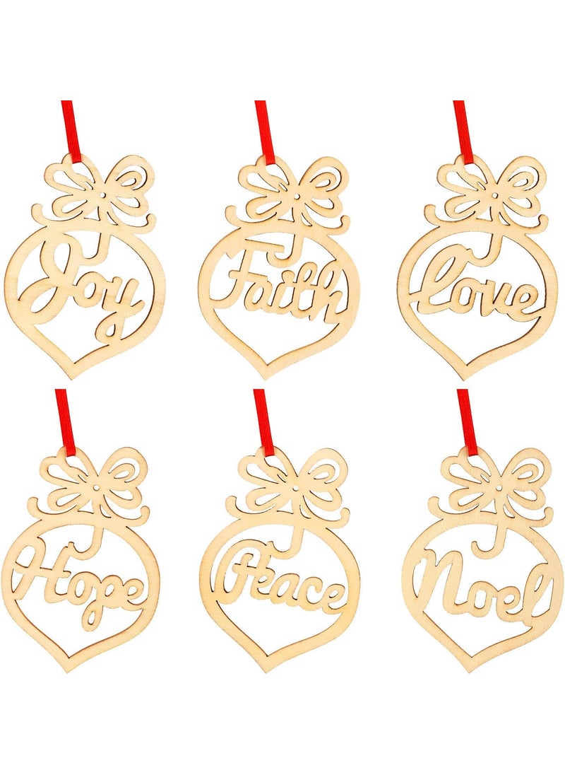 Curious Button Set of 12 pcs Christmas Wooden Hollow Hanging Ornaments Christmas Tree Hanging Tags for Xmas Decorations