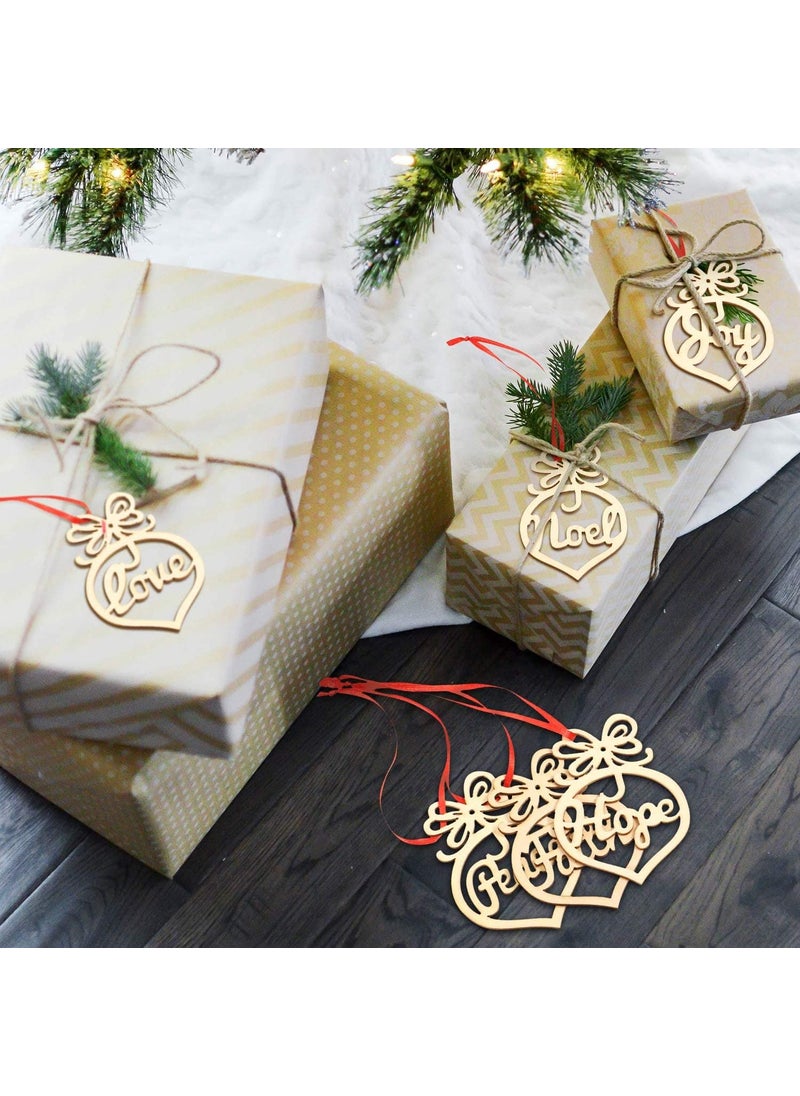 Curious Button Set of 12 pcs Christmas Wooden Hollow Hanging Ornaments Christmas Tree Hanging Tags for Xmas Decorations