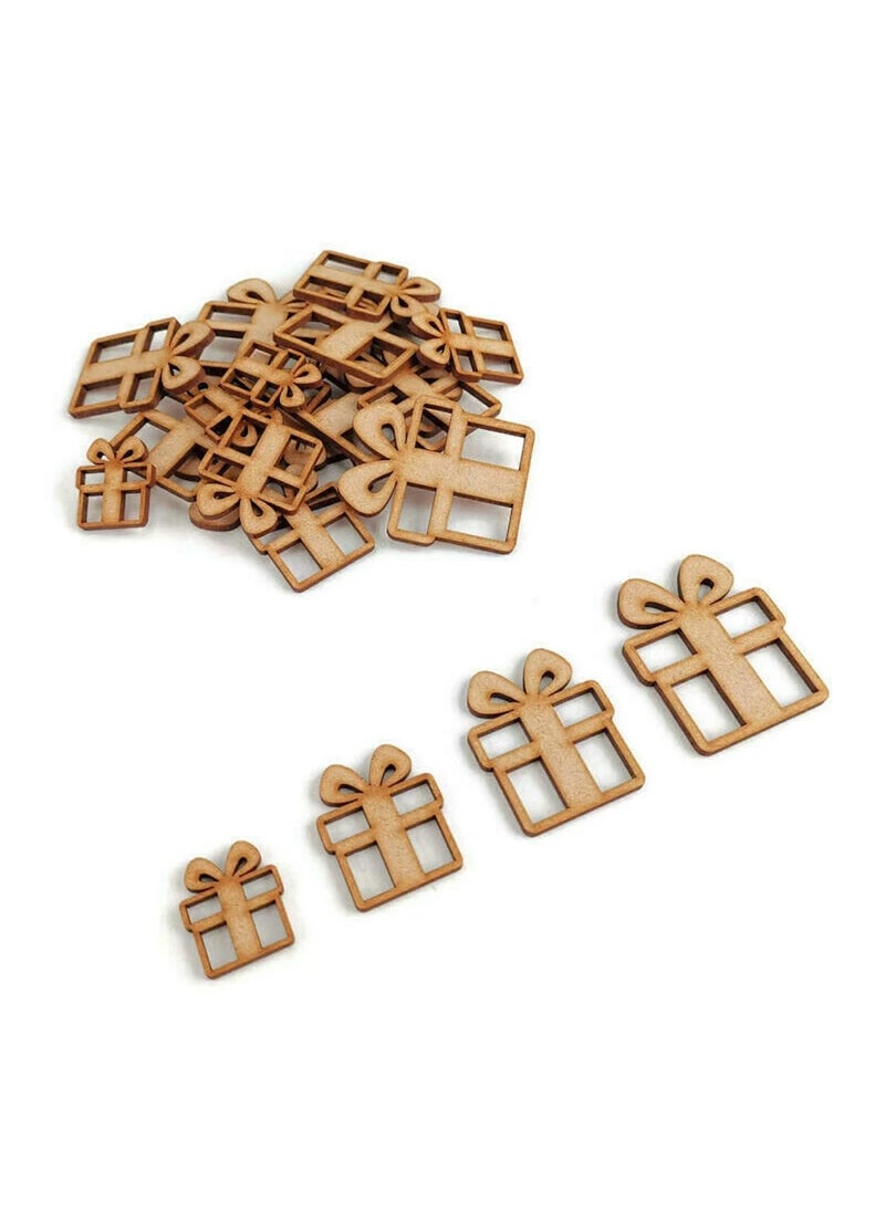 Curious Button Set of 10 pcs Christmas Gift MDF Craft Shape Wooden Blank Tag Decoration Embellishment Present Door Hanger Christmas Crafts