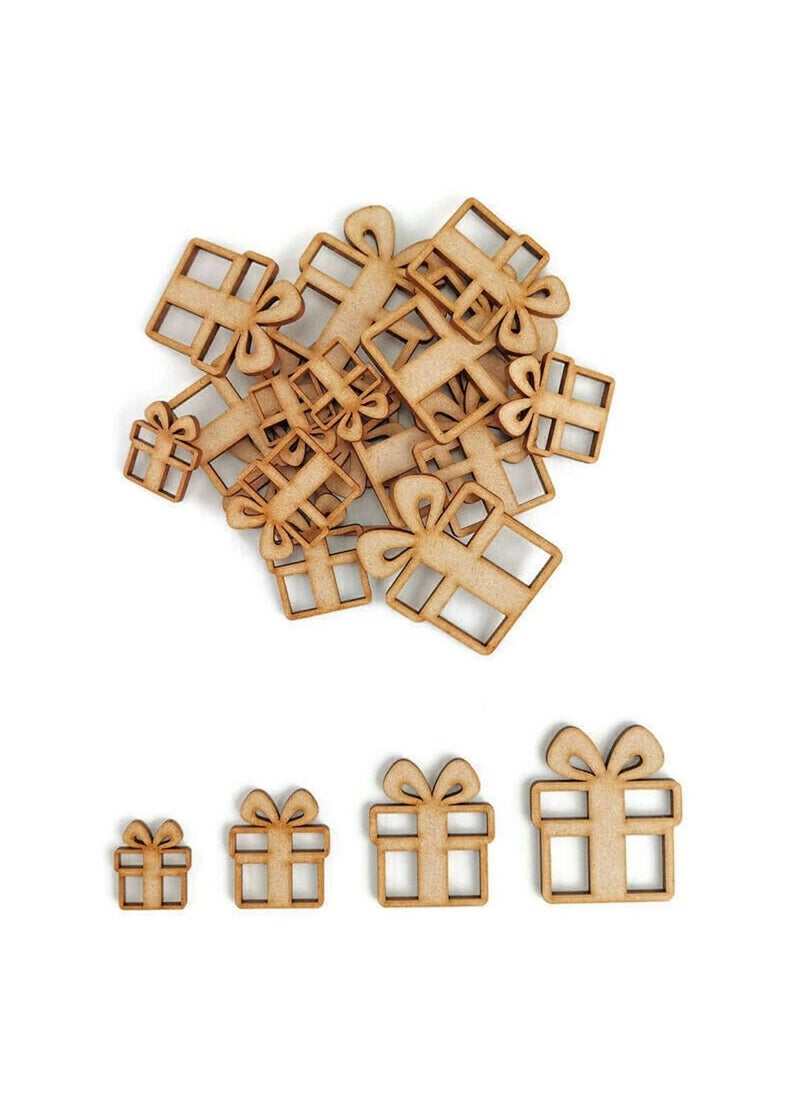 Curious Button Set of 10 pcs Christmas Gift MDF Craft Shape Wooden Blank Tag Decoration Embellishment Present Door Hanger Christmas Crafts