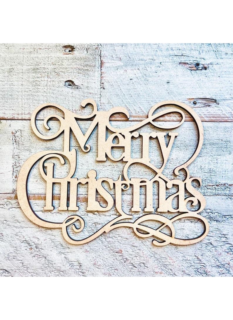 Haoser Set of 1 Small Merry Christmas Word Cutout Merry Christmas Wood Letter Christmas Wreath dcor Door Hanger Christmas Crafts
