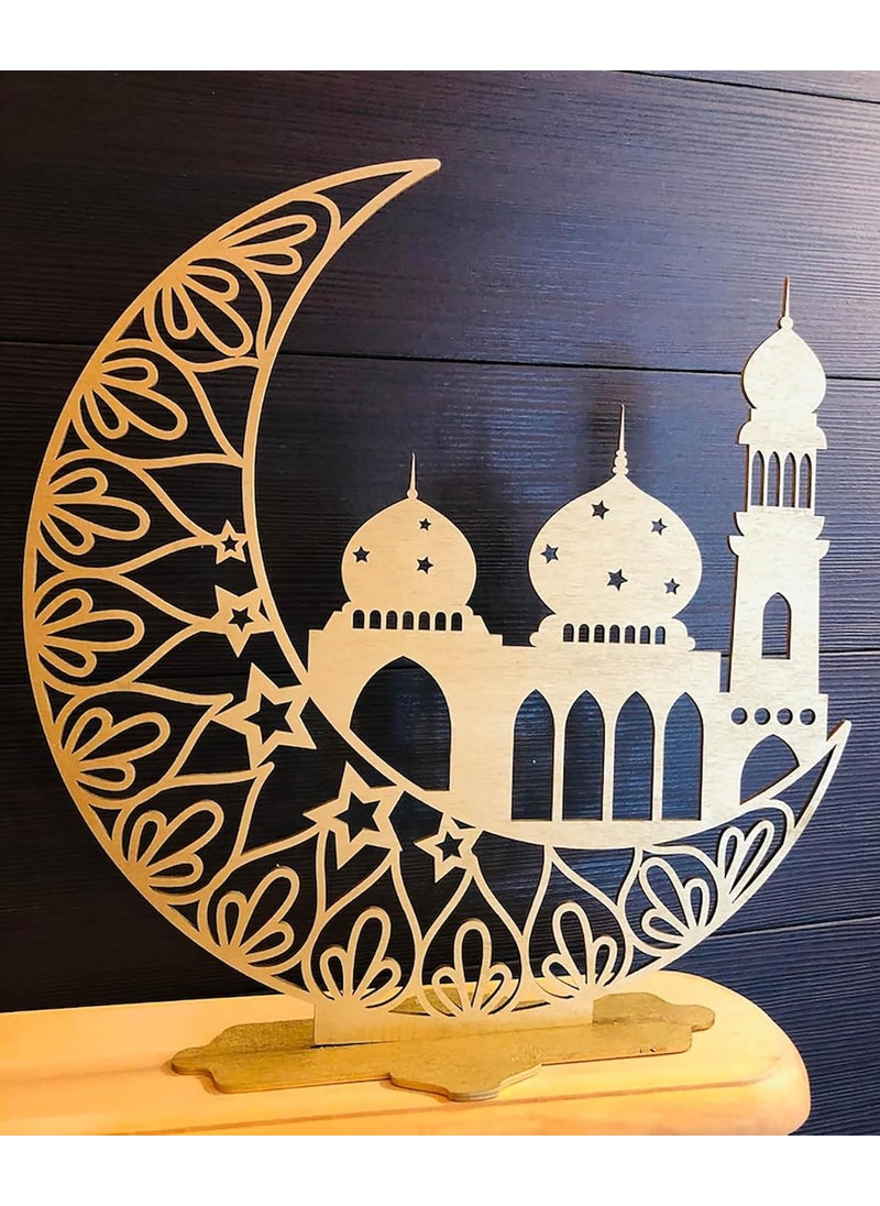 Curious Button Beautiful Wooden Masjid Table Decor for Ramadan Gifts Tabletop Display Ramadan Decor Wooden Cutouts Eid Decoration MDF Home Decor 25cm