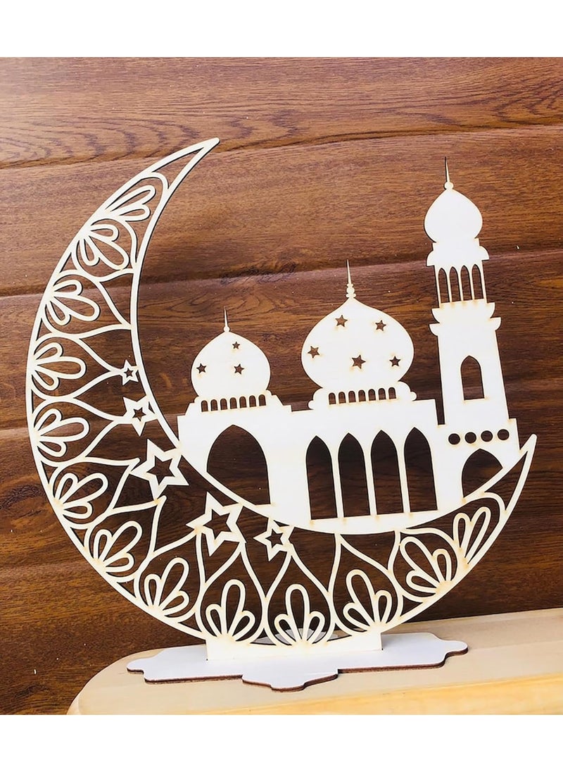 Curious Button Beautiful Wooden Masjid Table Decor for Ramadan Gifts Tabletop Display Ramadan Decor Wooden Cutouts Eid Decoration MDF Home Decor 25cm