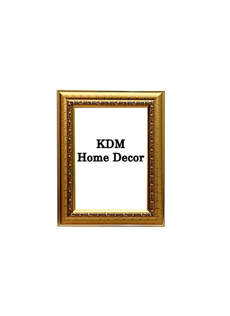 KDM HOME DECOR 1 Pcs 13x19 Inch Golden Color Bingold pattern Flexible Glass Synthetic Wood HangingTable Top Modern Photo Frame for Wall Decoration