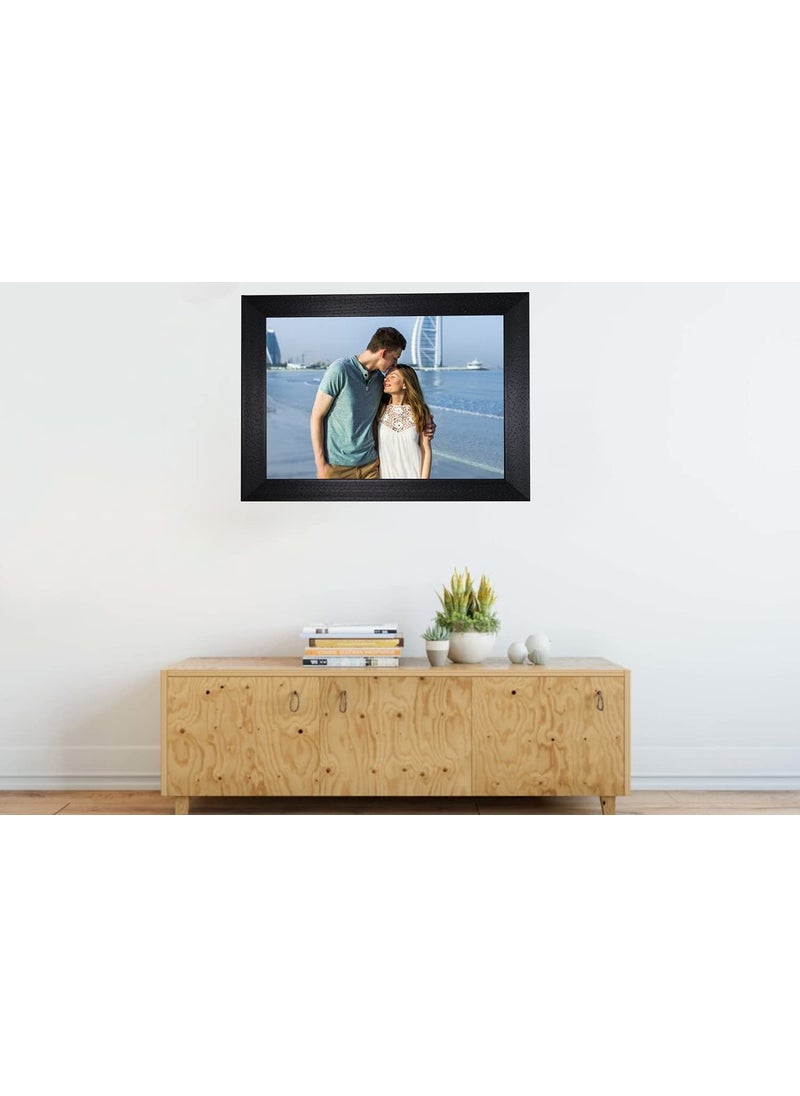 KDM HOME DECOR Photo frame 10x12 Inch Black Dot Color Flexible Glass Synthetic Wood HangingTable Top Modern Photo Frame for Wall Decoration