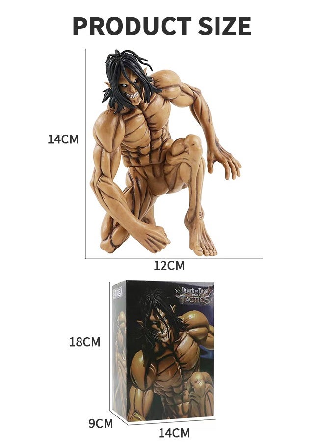 Attack on Titan Figure Anime Figure Eren Yeager Action Figure Model Toy for Office Decorations, Birthday Gifts, Collectibles Statue Anime Squatting Figure