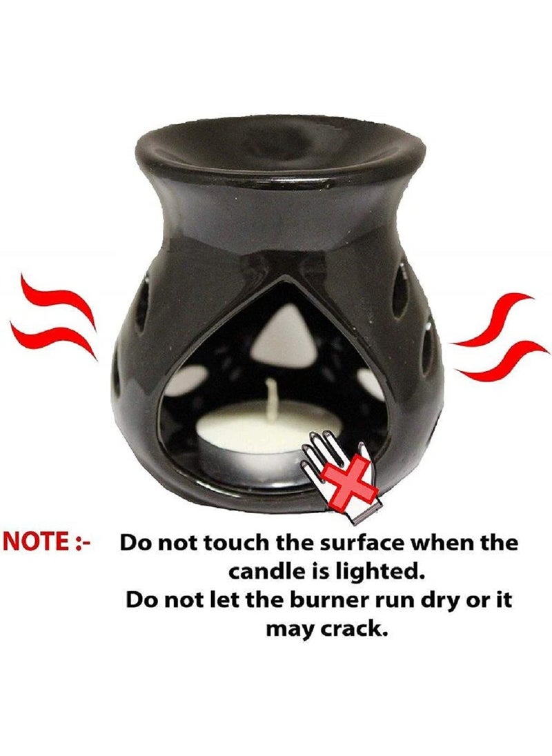 RTWARE Ceramic Clay Candle Operated Essential Oil Diffuser Aroma Burner for Home Fragrance Set of 5 Black
