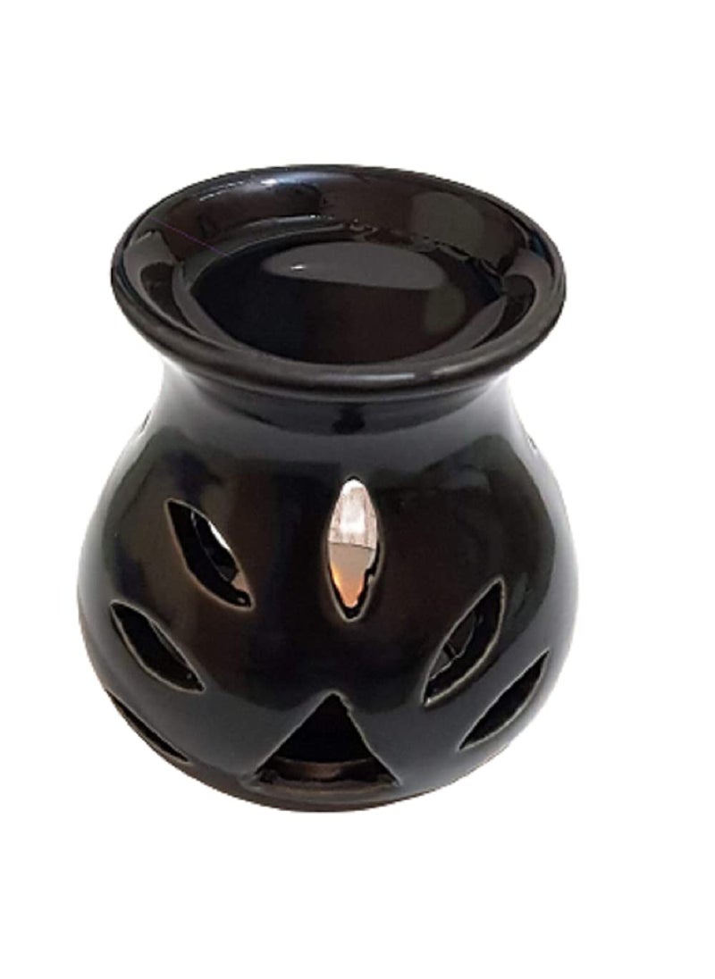 RTWARE Ceramic Clay Candle Operated Essential Oil Diffuser Aroma Burner for Home Fragrance Set of 5 Black