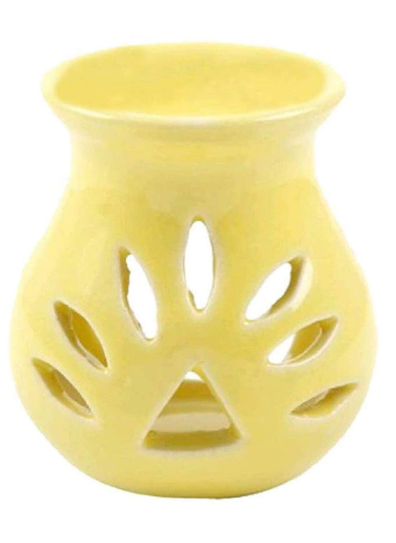 RTWARE Ceramic Clay Candle Operated Aroma Burner Oil DiffuserAroma Diffuser for Fragrance Yellow Set of 3