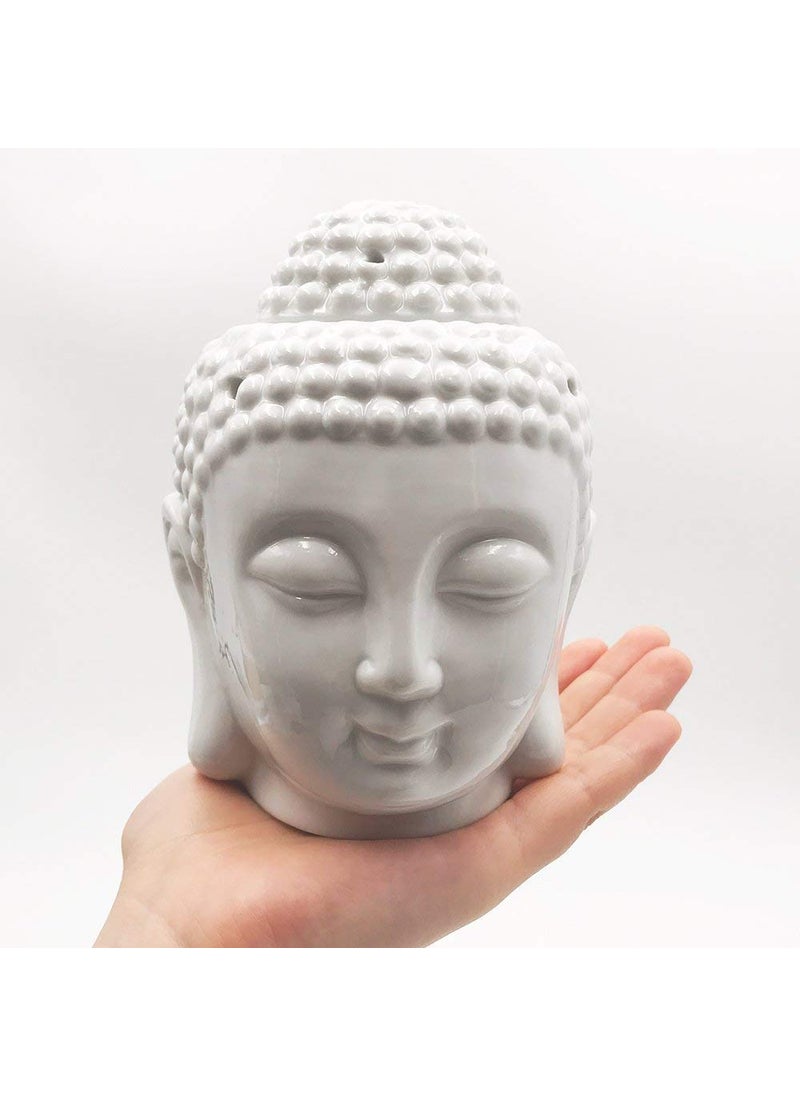 Beautiful Home Decor Air Freshner Ceremic Buddha Head Design Diffuser with 2 Tlight 1 Rose Aroma Scented Oil Free for Home FragranceSpaRestaurantOfficeGym Etc