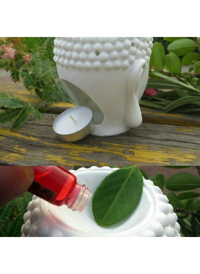 Beautiful Home Decor Air Freshner Ceremic Buddha Head Design Diffuser with 2 Tlight 1 Rose Aroma Scented Oil Free for Home FragranceSpaRestaurantOfficeGym Etc