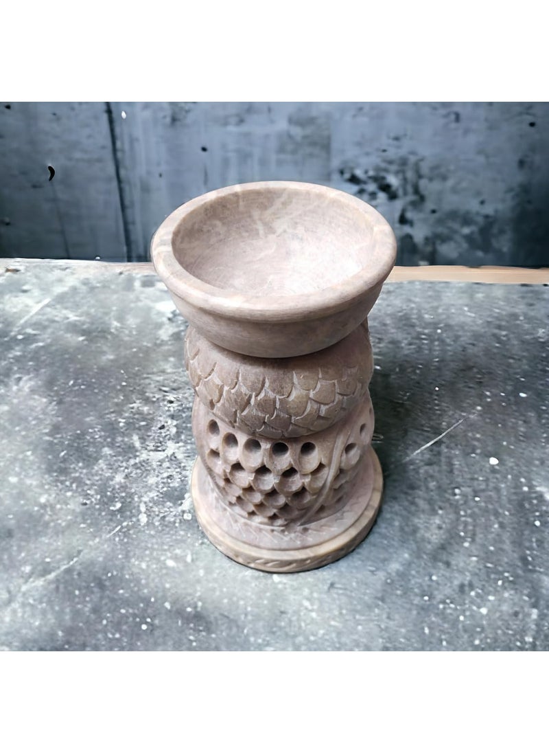 Pcs Marble Soapstone Owl Handcrafted Aroma Oil Diffuser Burner Stands with Tea Light Fragrance Oil Burner 4 x 275 x 45 inch Beige