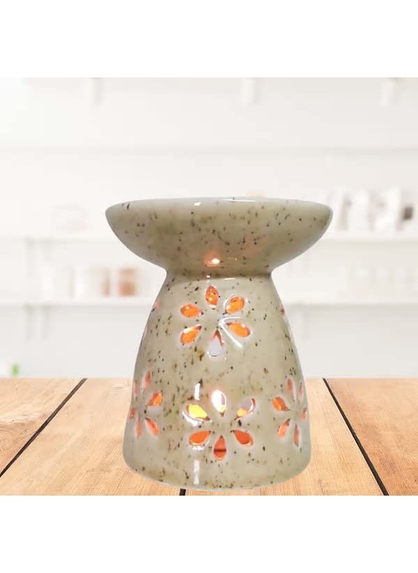 Gratus Naturals Long Neck Multiple Flower Tea Light Oil Warmer Ceramic Aroma Oil Diffuser Water Capacity 120ml