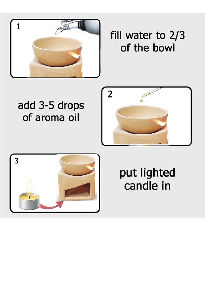 RTWARE Ceramic Clay Candle Operated Aroma Burner Oil Diffuser with 1 Tealight for Fragrance Brown Dotted