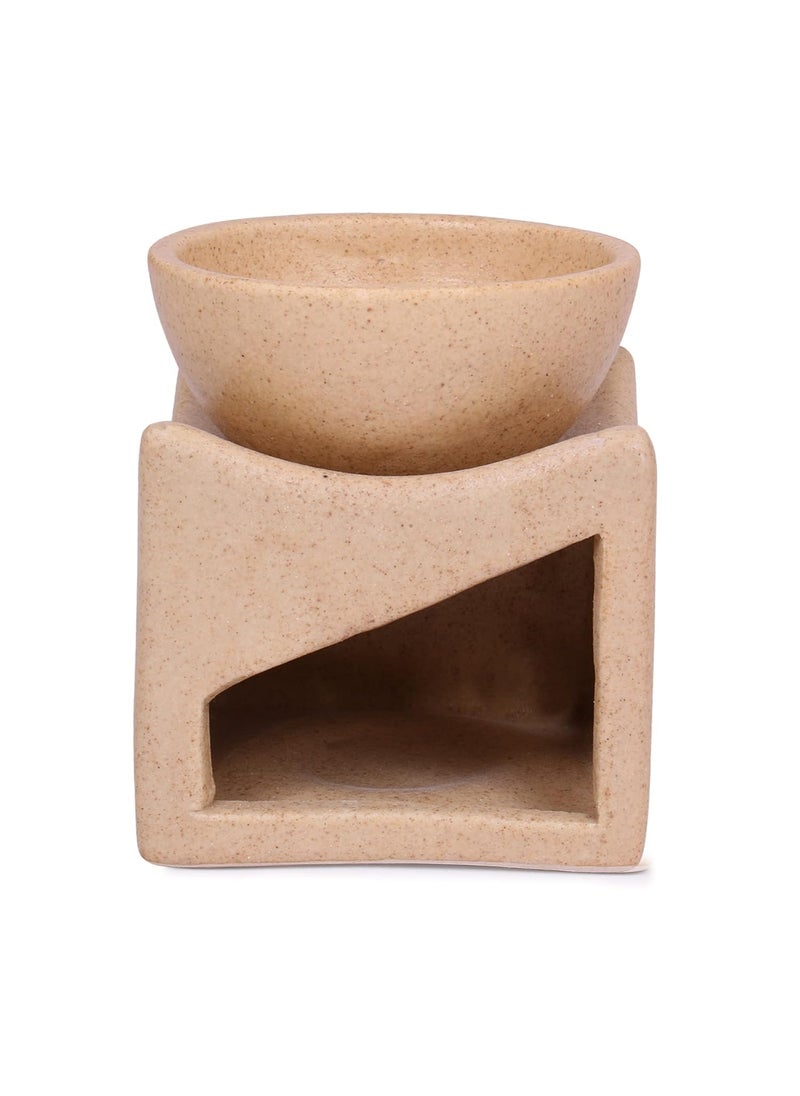 RTWARE Ceramic Clay Candle Operated Aroma Burner Oil Diffuser with 1 Tealight for Fragrance Brown Dotted
