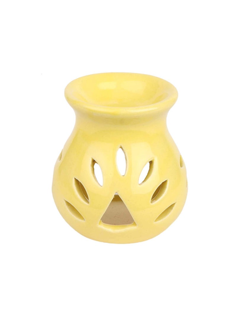 Mkd2 Rise Ceramic Clay Candle Operated Oil Burner Aroma Diffuser Red Yellow Set of 2 for Home Fragrance