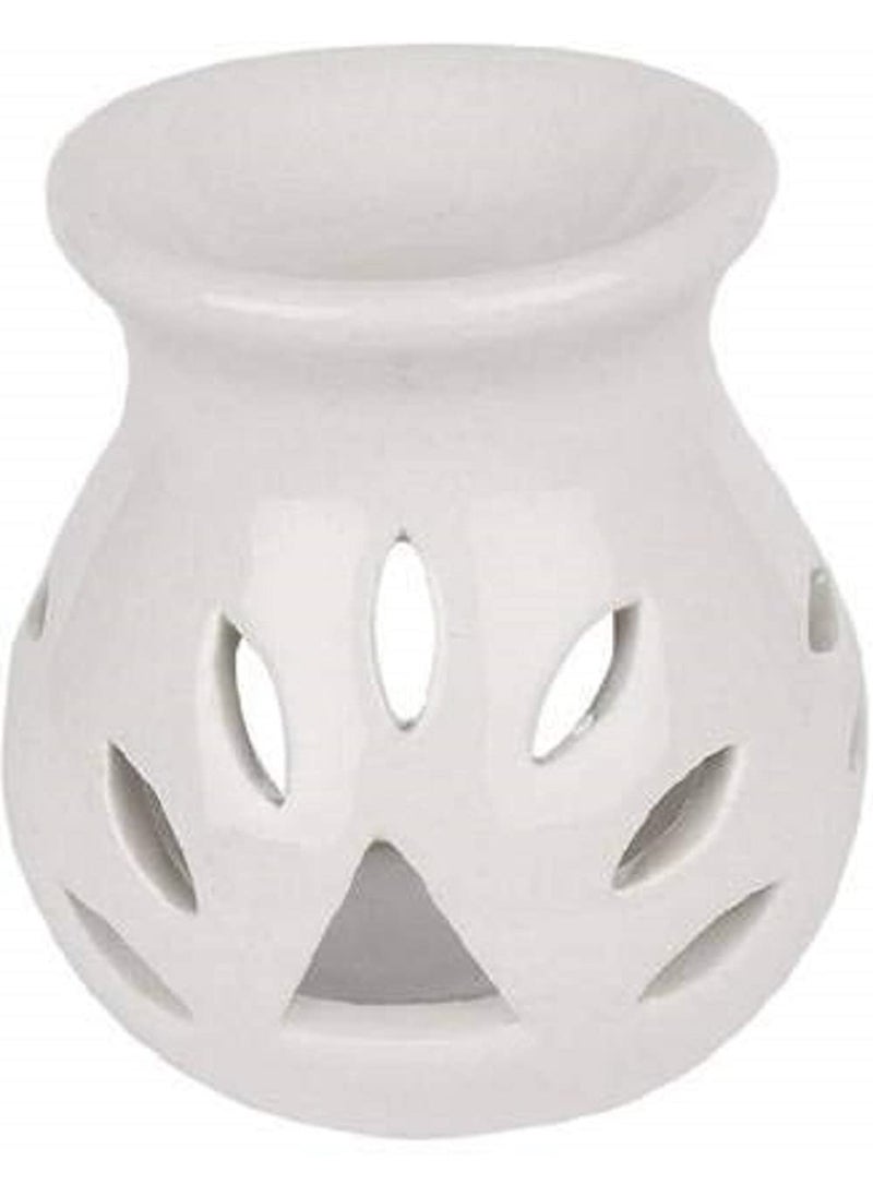 RTWARE Ceramic Clay Candle Operated Aroma Burner Oil Diffuser for Home Fragrance Yellow White Set of 2