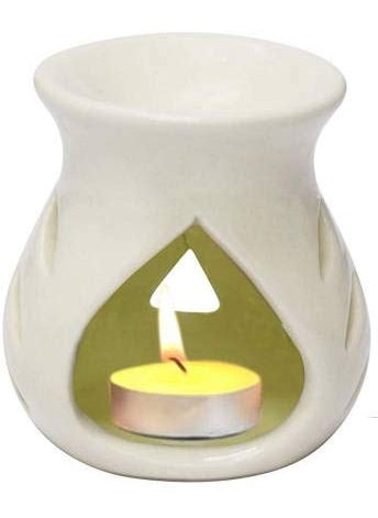 RTWARE Ceramic Clay Candle Operated Aroma Burner Oil Diffuser for Home Fragrance WhiteSet of 4