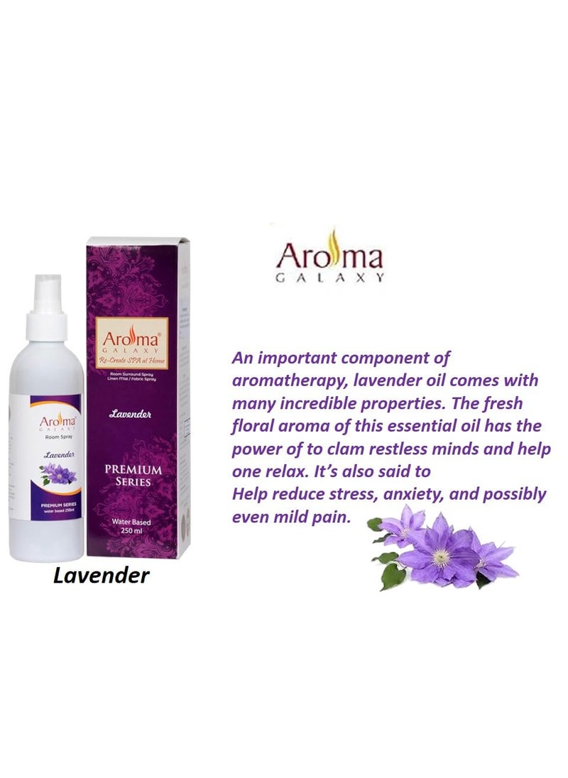 AROMA GALAXY Room Air Freshener Spray Combo Pack of 3 250ml each Cinnamon Apple Lemongrass Lavender Fresh Nature Inspired Fragrance for Home Office Long Lasting Fragrance