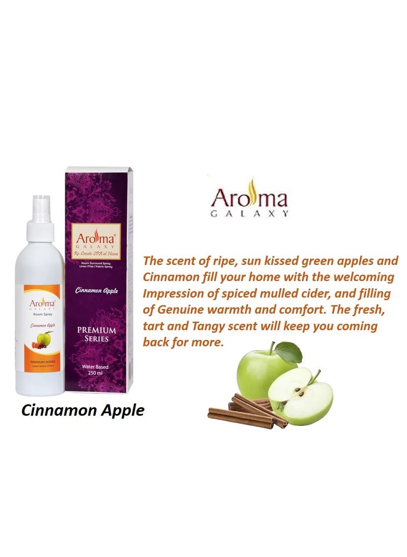 AROMA GALAXY Room Air Freshener Spray Combo Pack of 3 250ml each Cinnamon Apple Lemongrass Lavender Fresh Nature Inspired Fragrance for Home Office Long Lasting Fragrance