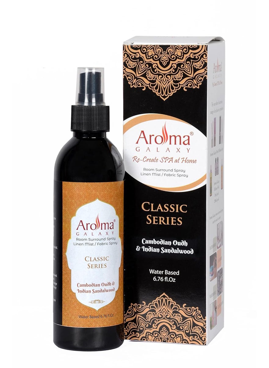 Aroma Galaxy Cambodian Oudh Indian Sandalwood Room Spray Rose Room Freshener Spray Home Fragrance Air Freshener Spray for Home Office Linen Fabric Air Mist 200 ML