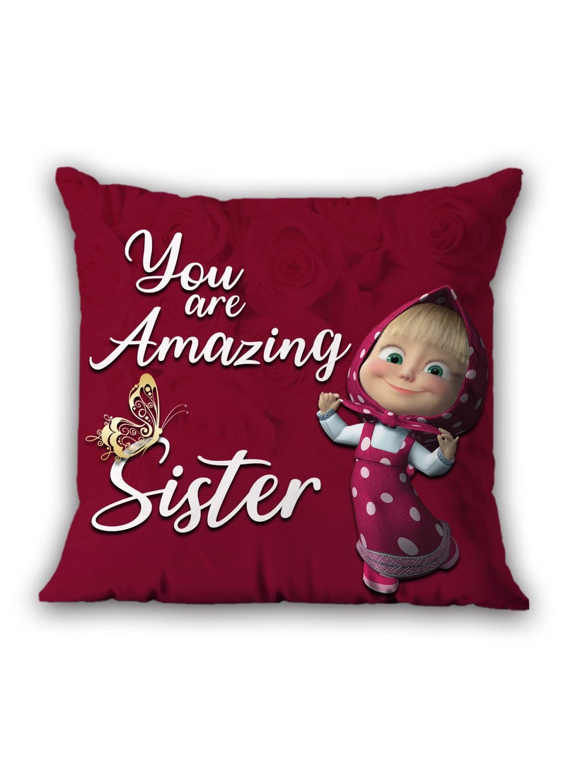 AWANI TRENDS Gift for Sister You are Amazing Sister Quoted Ceramic Coffee Mug and Cushion Combo Gifts for Sister on Birthday Raksha Bandhan Unique Beautiful Gift Set