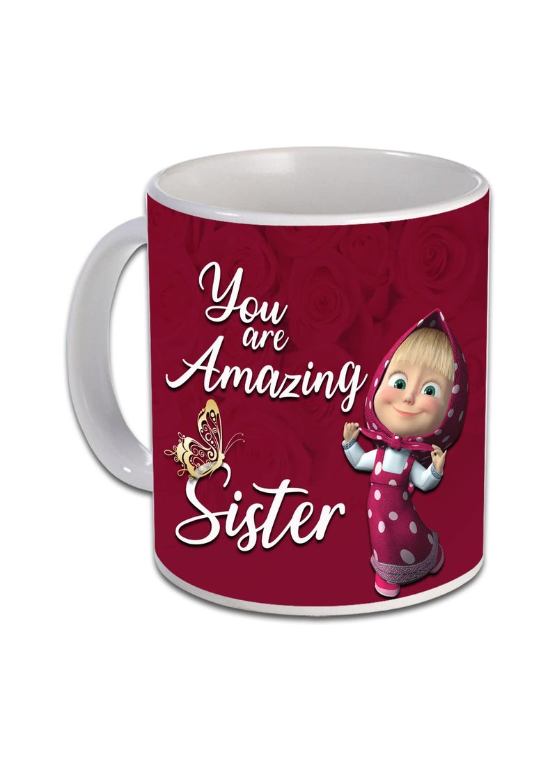 AWANI TRENDS Gift for Sister You are Amazing Sister Quoted Ceramic Coffee Mug and Cushion Combo Gifts for Sister on Birthday Raksha Bandhan Unique Beautiful Gift Set