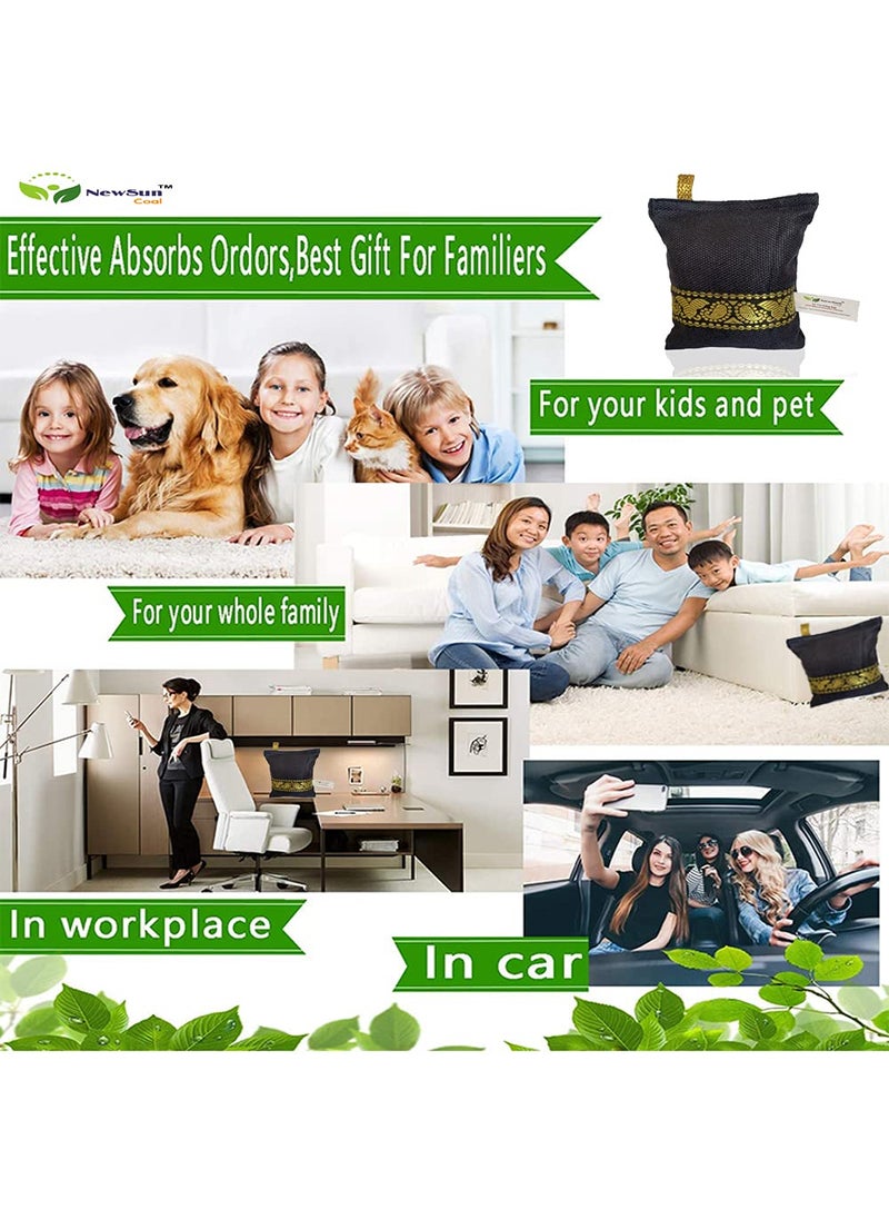 NewSun Activated Charcoal Air Purifying Bag 2Pack of 200G Decorative Natural Pure Odor Absorber for the Home Office and Car Scent Free Family and Pet safe Navy Blue