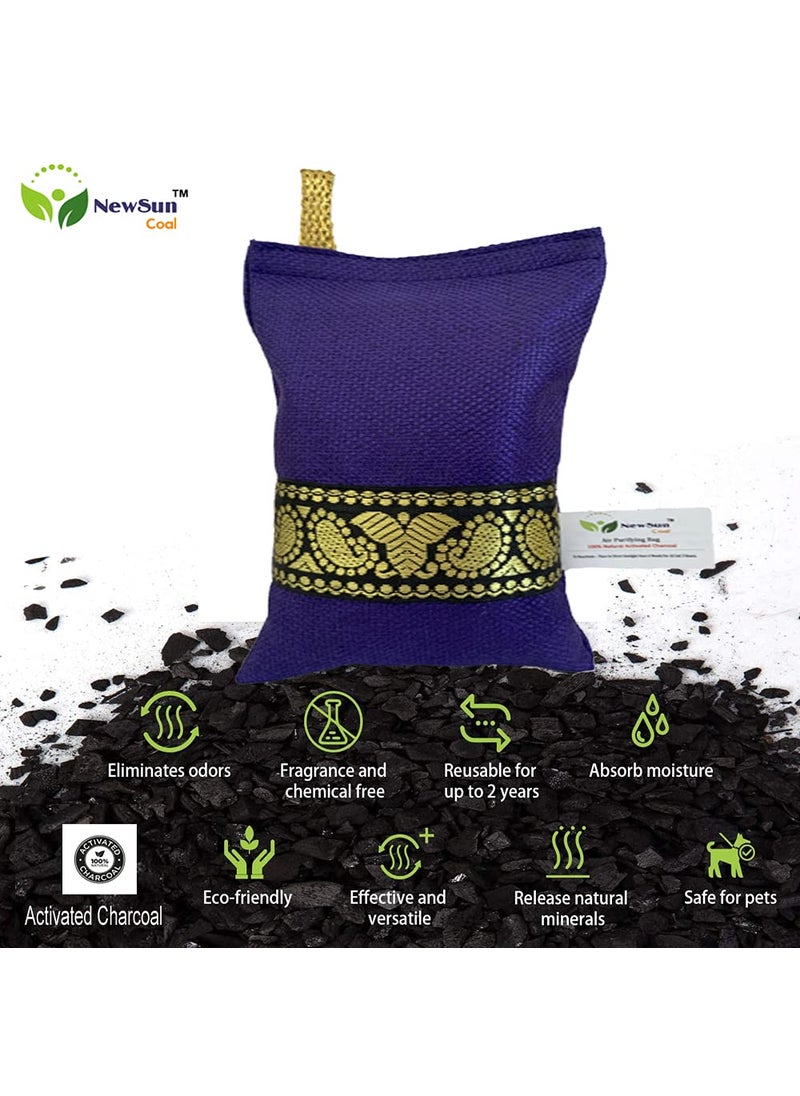 NewSun Activated Charcoal Air Purifying Bag 2Pack of200G Decorative Natural Pure Odor Absorber for the Home Office and Car Scent Free Family and Pet safe Violet