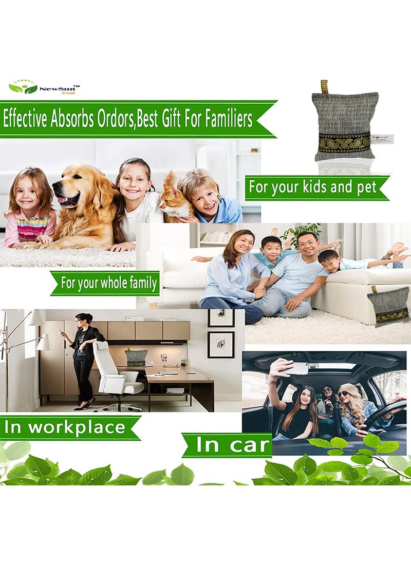 NewSun Activated Charcoal Air Purifying Bag 2Pack of200G Decorative Natural Pure Odor Absorber for the Home Office and Car Scent Free Family and Pet safe Light Grey