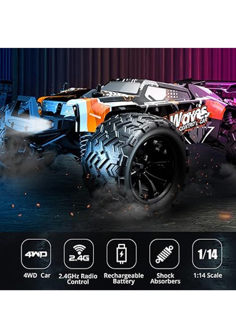 1/14 Scale XTREME SPEED 9002E All-Terrain 4WD RC Car – 40km/h High-Speed Brushless Motor, 2.4GHz Remote Control, Waterproof Off-Road Racing Truck for Adults & Kids – Hobby Grade with Metal Shocks, Anti-Slip Tires & Dual Differentials