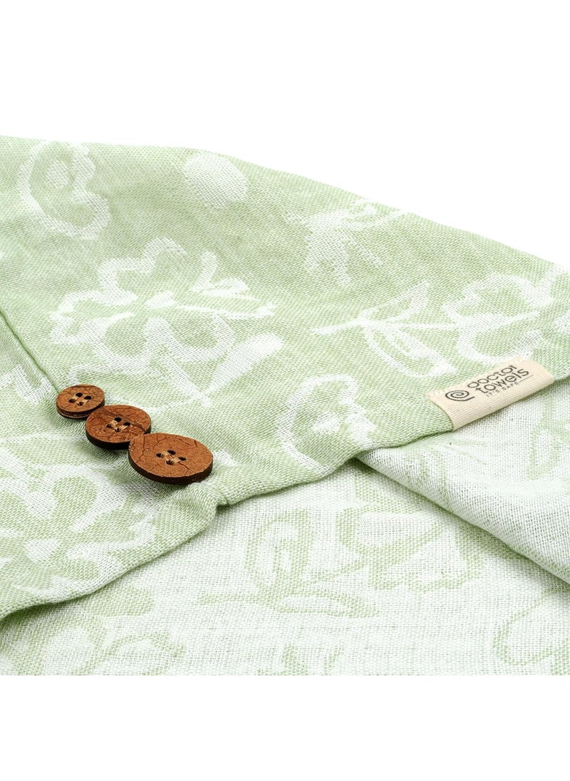 Doctor Towels Banana Yarn Hair Towel Hair Wrap for Women Towel for Long Short Hair AntiFrizz Shower Hair Towels with Button QuickDrying Hair Cap Green Floral Towel Pack of 1