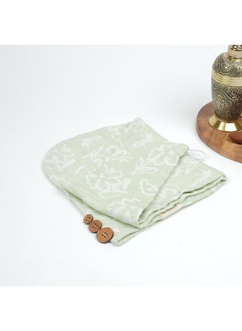 Doctor Towels Banana Yarn Hair Towel Hair Wrap for Women Towel for Long Short Hair AntiFrizz Shower Hair Towels with Button QuickDrying Hair Cap Green Floral Towel Pack of 1