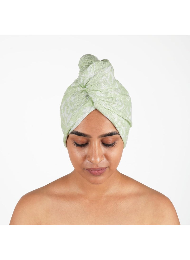 Doctor Towels Banana Yarn Hair Towel Hair Wrap for Women Towel for Long Short Hair AntiFrizz Shower Hair Towels with Button QuickDrying Hair Cap Green Floral Towel Pack of 1